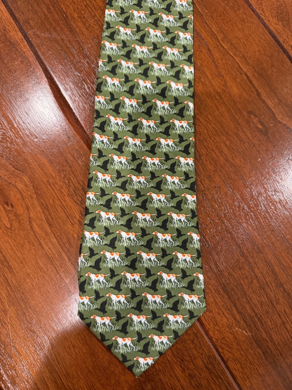 Classic Patterned Men's Tie Bird Dogs- Green